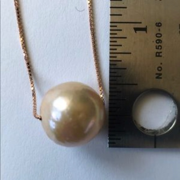 *SOLD** 12mm Edison Pearl Floating Rose Gold Chain - Picture 4 of 7
